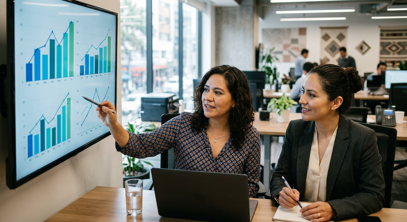 Equipo editorial analizando datos económicos en una pantalla